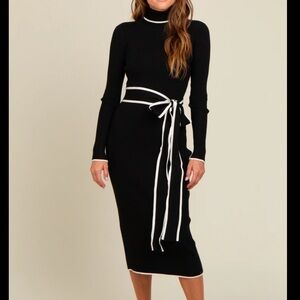 SHEIN Black and White Long Sleeve Dress NWOT